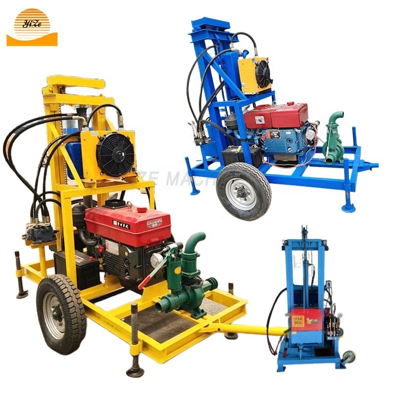 Factory Wholesale Portable diesel engine 100 meter hand operated small hydraulic pedestal drilling machine rig for water well