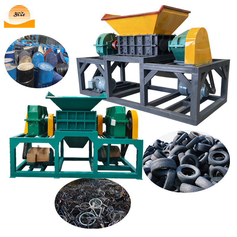 Double Shaft Used Car Motorcycle Tyre Rubber Crushing Machines Waste Tires Metal Scrap Bicycle Plastic Recycle Shredder Machine