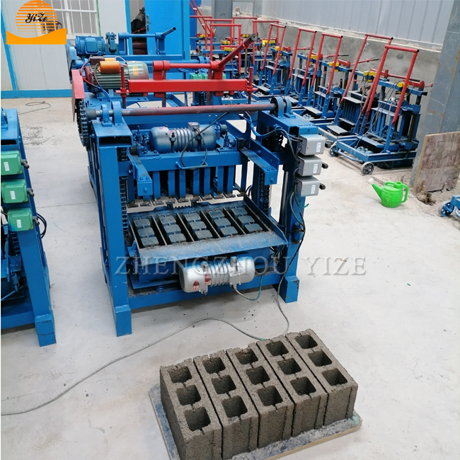 Semi automatic interlocking Vibrating soil cement brick making machinery 4-35 concrete hollow egg laying block making machine