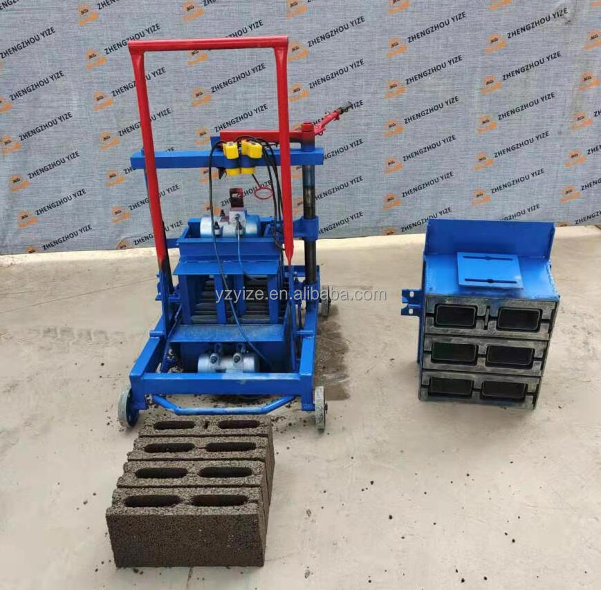 Manual Cement Concrete Hollow Block Making Machine Small Mobile Building Paver Brick Maker Electric Red  Brick Making Machine