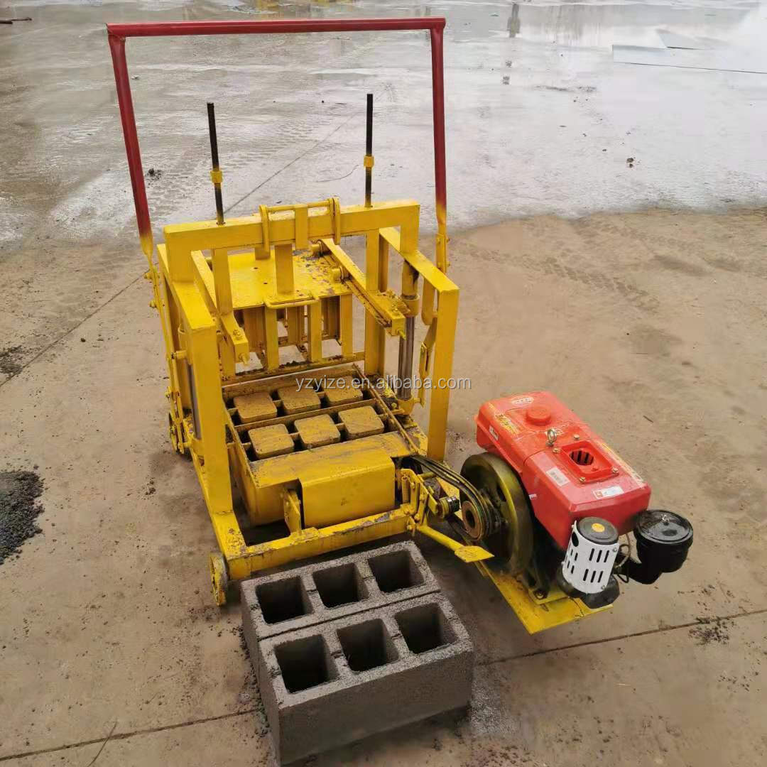 Manual Cement Concrete Hollow Block Making Machine Small Mobile Building Paver Brick Maker Electric Red  Brick Making Machine