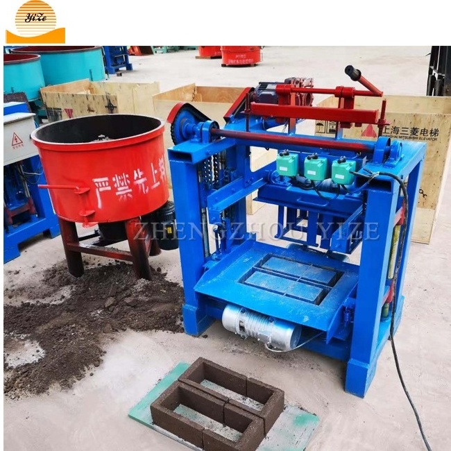 Semi automatic interlocking Vibrating soil cement brick making machinery 4-35 concrete hollow egg laying block making machine