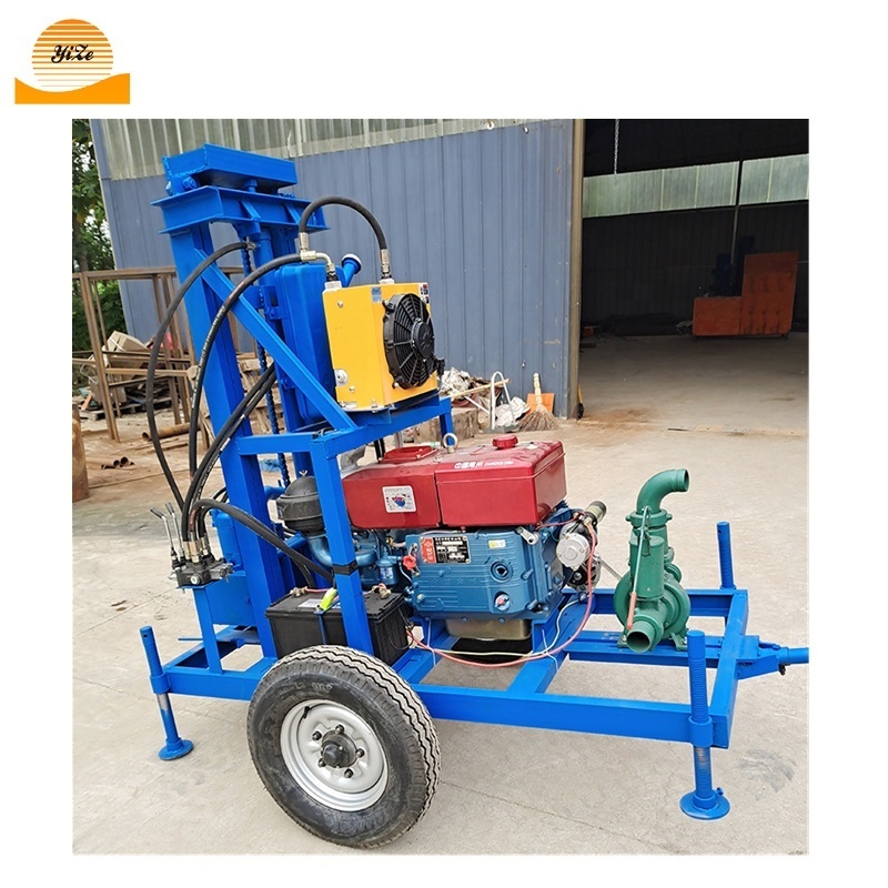 Factory Wholesale Portable diesel engine 100 meter hand operated small hydraulic pedestal drilling machine rig for water well