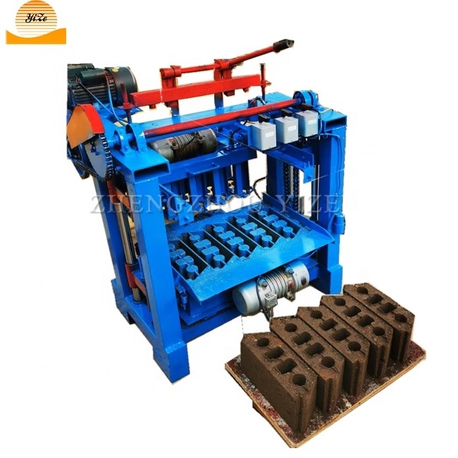 Semi automatic interlocking Vibrating soil cement brick making machinery 4-35 concrete hollow egg laying block making machine