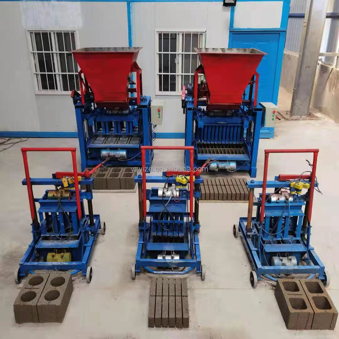 Manual Cement Concrete Hollow Block Making Machine Small Mobile Building Paver Brick Maker Electric Red  Brick Making Machine