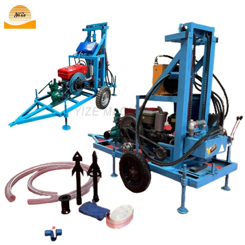 Factory Wholesale Portable diesel engine 100 meter hand operated small hydraulic pedestal drilling machine rig for water well