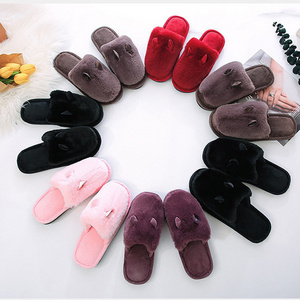 High quality 2020 cartoon rabbit ear slippers indoor home household non-slip plush slippers