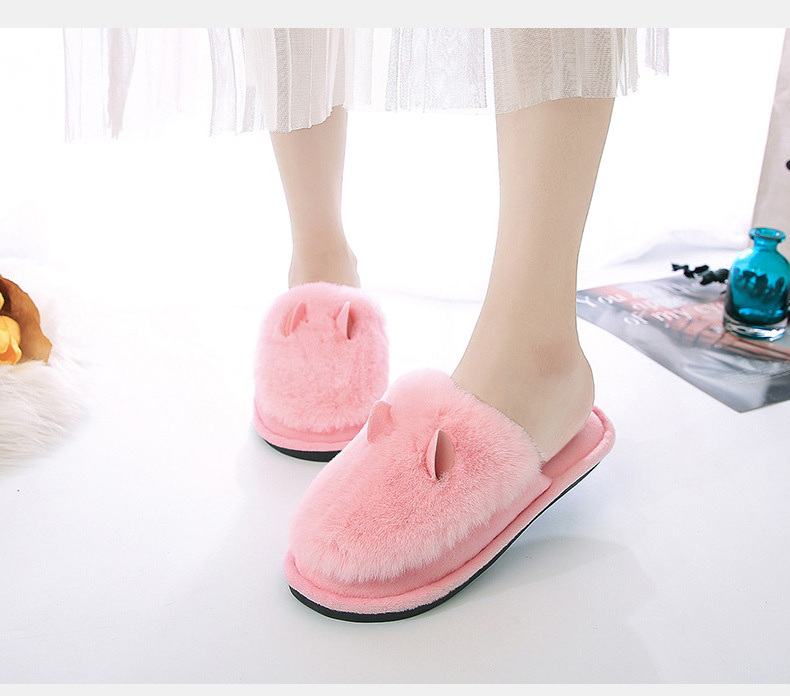 High quality 2020 cartoon rabbit ear slippers indoor home household non-slip plush slippers