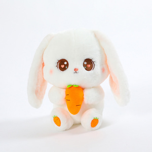 40cm High quality long eared carrot holding white rabbit plush rabbit comfortable soft toy