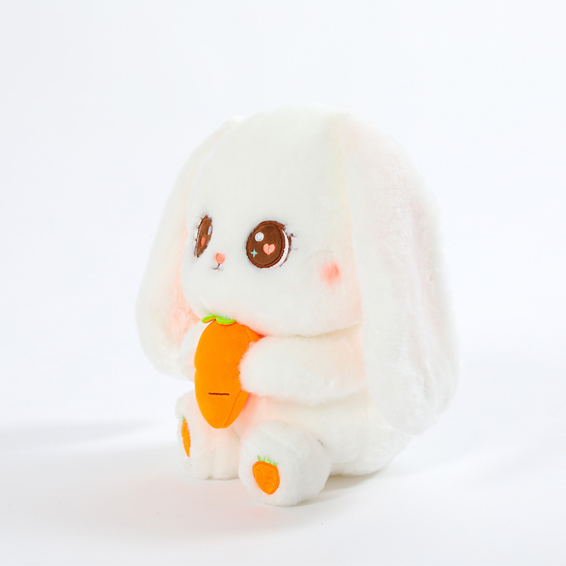 40cm High quality long eared carrot holding white rabbit plush rabbit comfortable soft toy