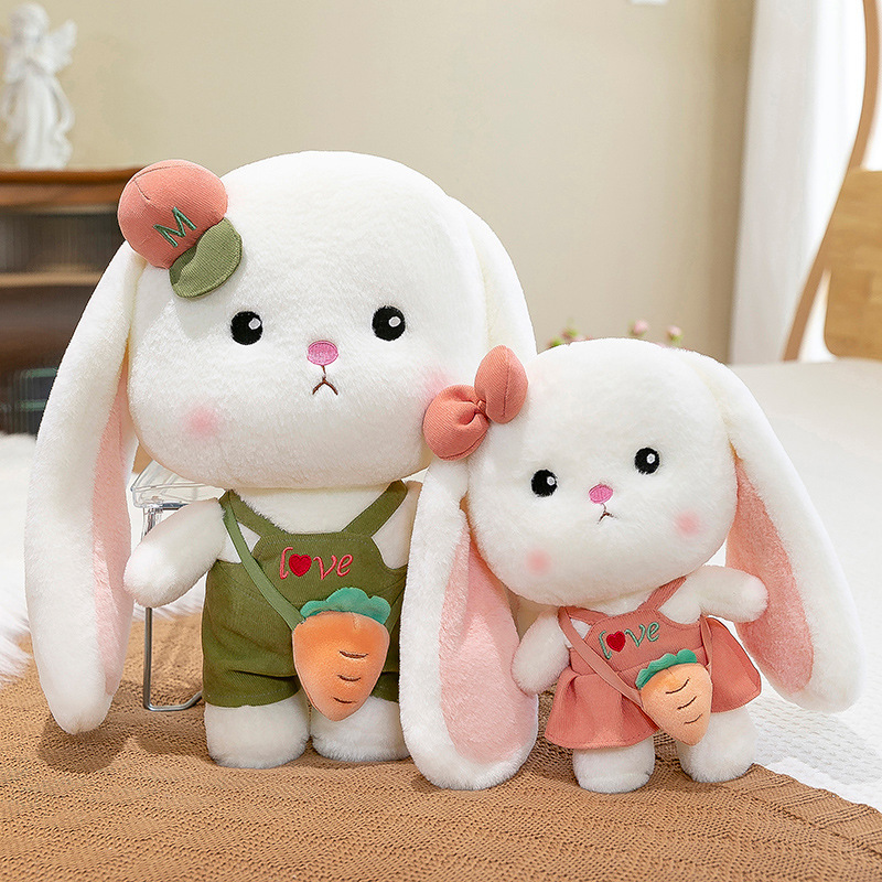 Couple Carrot Rabbit Doll Plush Toys A Pair of Little White Rabbit Dolls Grab Machine Cloth Dolls Rabbit Year Mascot