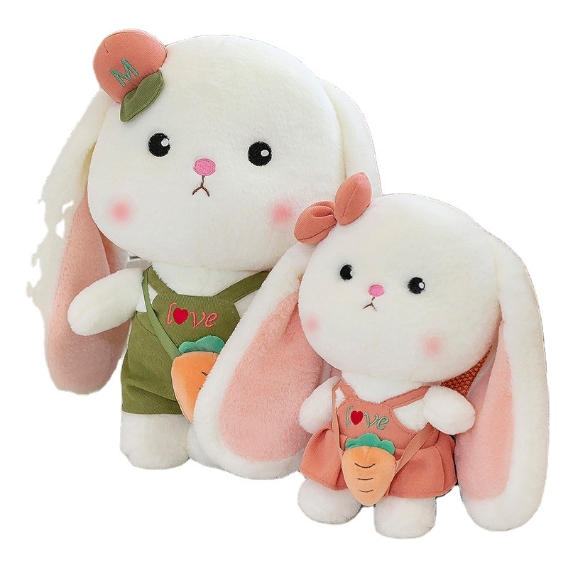 Couple Carrot Rabbit Doll Plush Toys A Pair of Little White Rabbit Dolls Grab Machine Cloth Dolls Rabbit Year Mascot