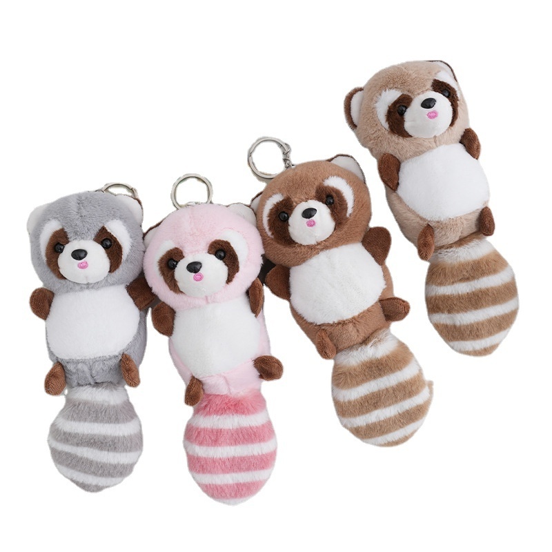 Wholesale Keychain Pendant Little Raccoon Doll Keychain Pendant bag Accessories Raccoon Cheap Plush Toys