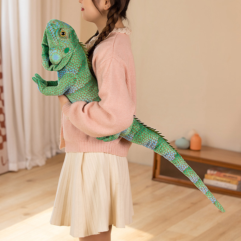 Real Life Lizard Plush Toy Realistic Simulated Stuffed Wild Animals Toys Lifelike Green Lizards Toy Bearded Dragon for kids bed