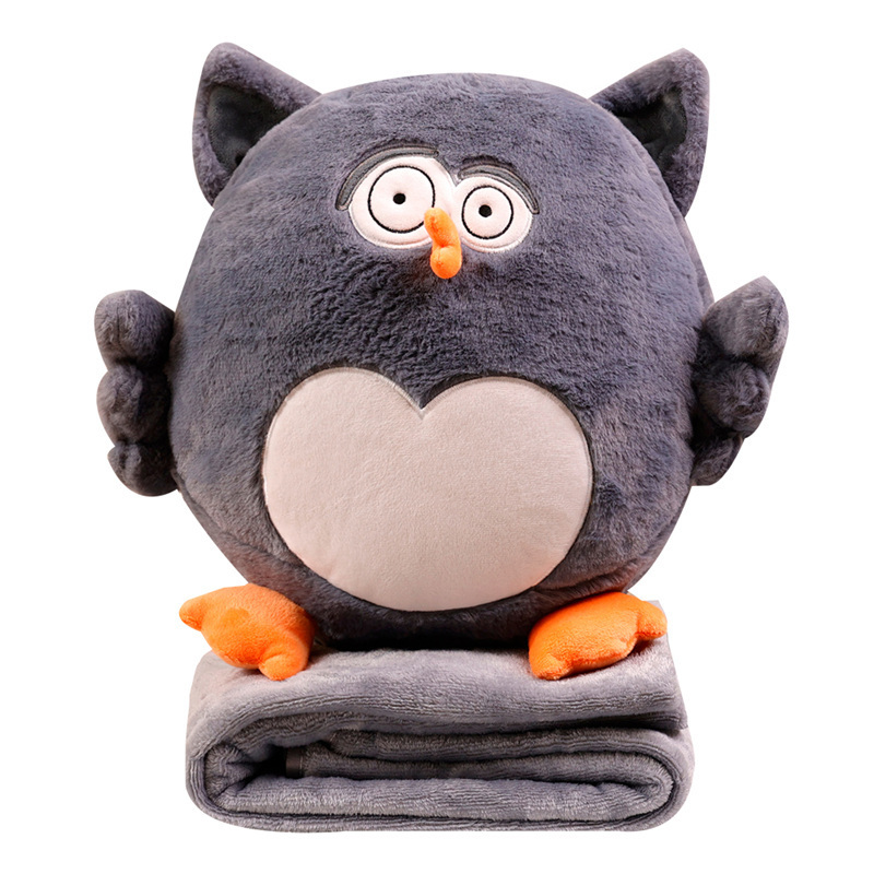 Custom Doll Anime Mascot Owl Plush Toys Stuffed Animals Cushion Pillow with Blanket