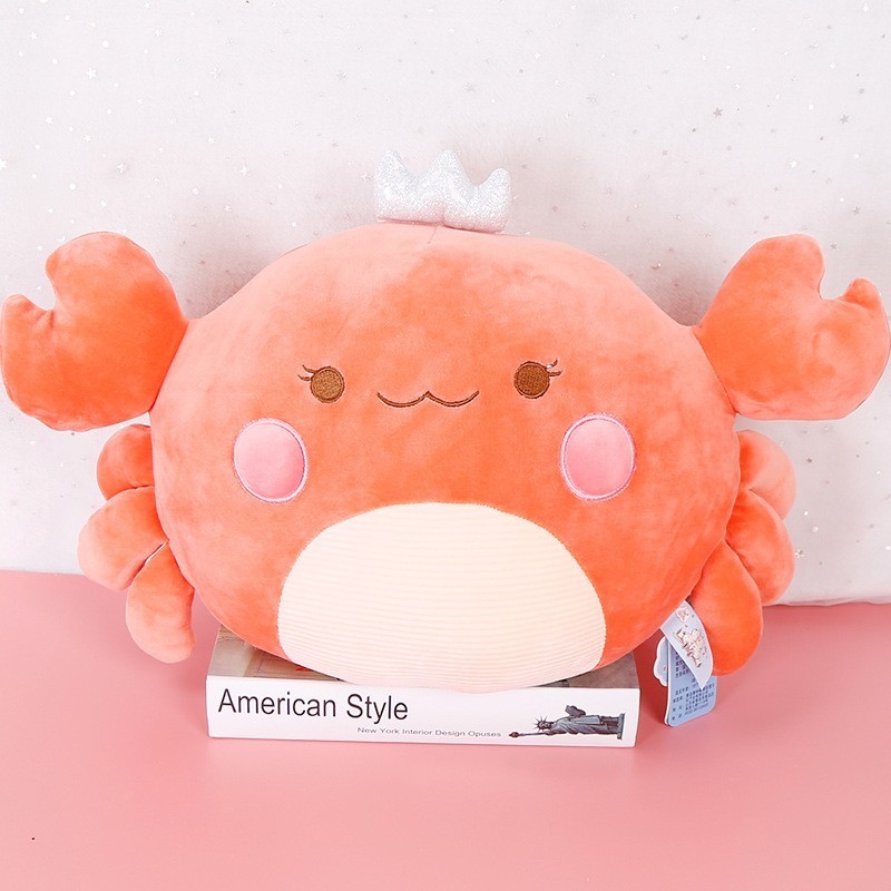 Kawaii supply crab with crown plush toys for kids best gift Plush Sea Animal Crab Toy Red Crab Plush Stuffed Toy