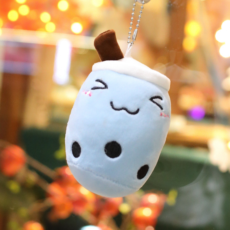 Cute boba plush toys soft bubble tea cup toy Plush Bubble Milk Tea Cups Boba or Dog Plush Keychains