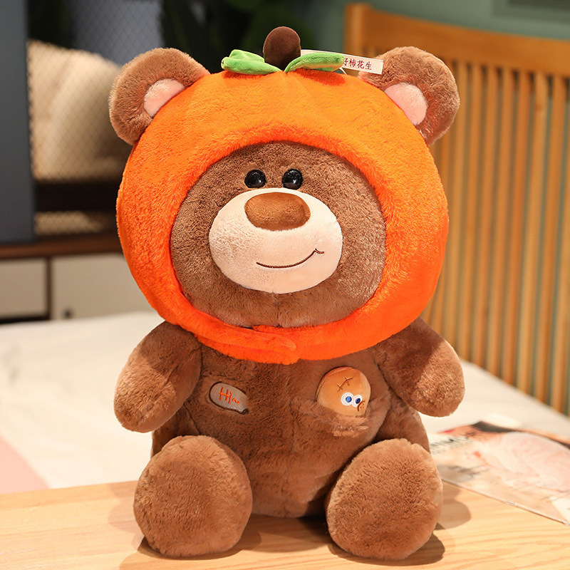 Children's Little Bear Cute Cartoon Good Persimmon Peanut Bear Doll Sleeps in Bed with Doll Hugging Teddy Bear