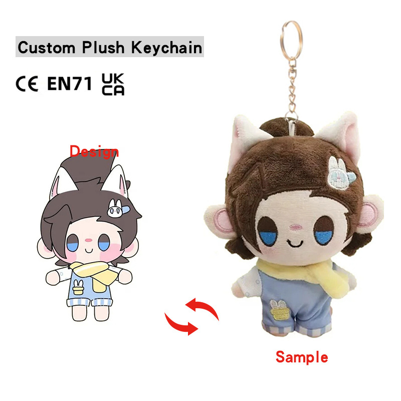 OEM ODM Anime Plush Keychain Mini Wholesale Custom Cute Design Plush Toy Keychains