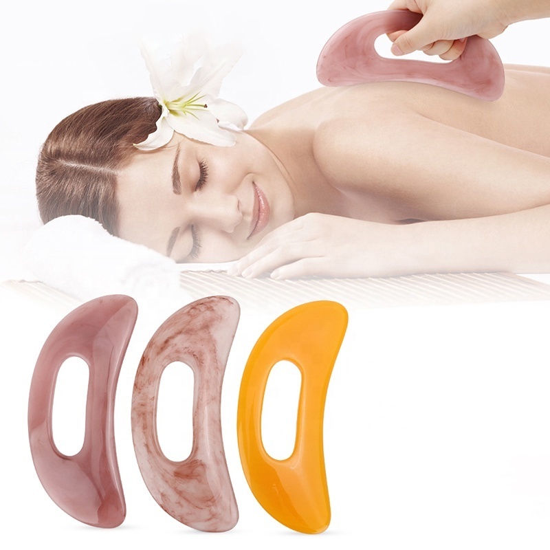 hot sale premium 100% natural healing guasha stone pink rose quartz gua sha board for facial skin care