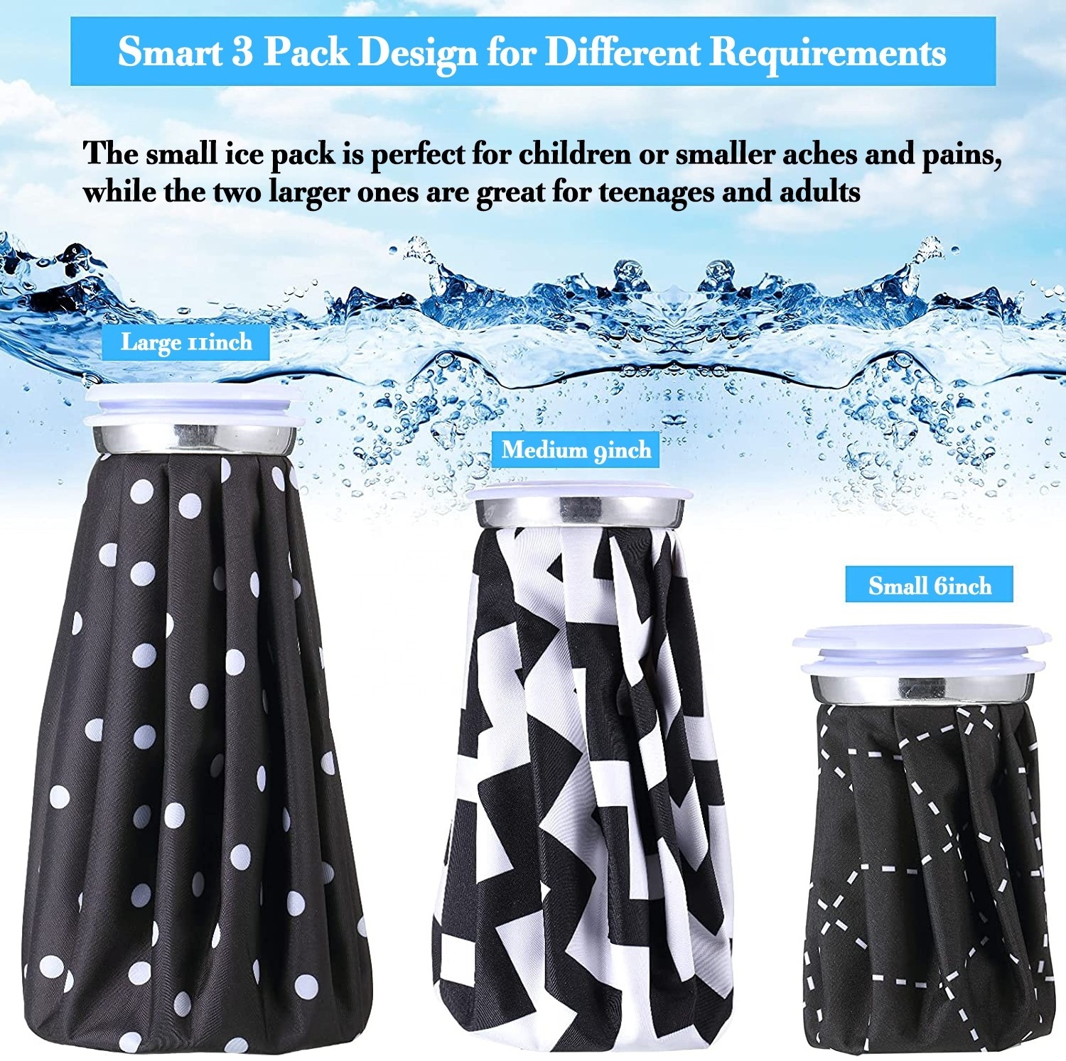 tpu reusable medical ice bags for injuries leak proof first aid insulated hot water bag or cold compress treatment for sports