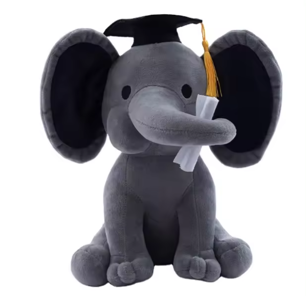 2024 Hot Selling Plush Doctor Hat Elephant Doll Wholesale Graduation Day Gift Cute Doctor Hat Elephant Plush Toy Customizable