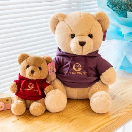 High Quality 3 Colors Teddy Bear With Hoodies Stuffed Bear Plush Toys Doll Custom Make Plush Teddy Bear Toy With T shirt