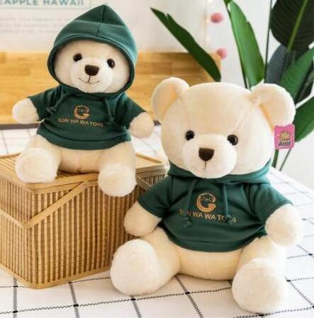 High Quality 3 Colors Teddy Bear With Hoodies Stuffed Bear Plush Toys Doll Custom Make Plush Teddy Bear Toy With T shirt