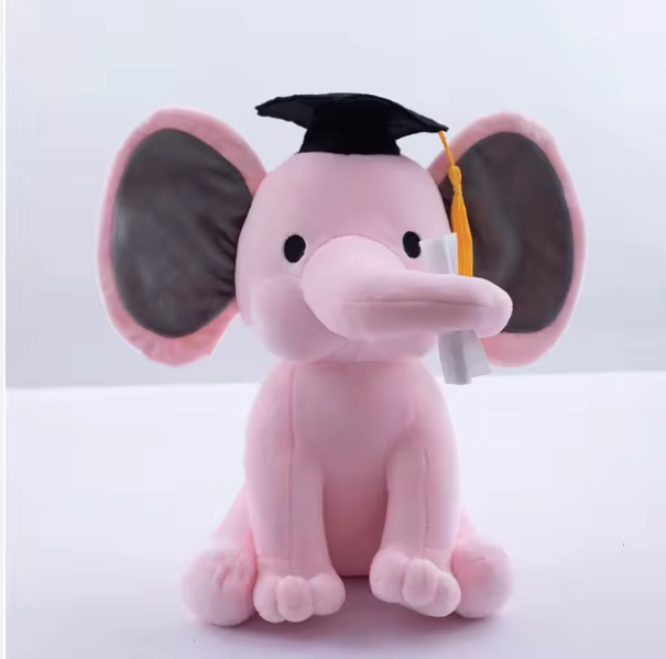 2024 Hot Selling Plush Doctor Hat Elephant Doll Wholesale Graduation Day Gift Cute Doctor Hat Elephant Plush Toy Customizable