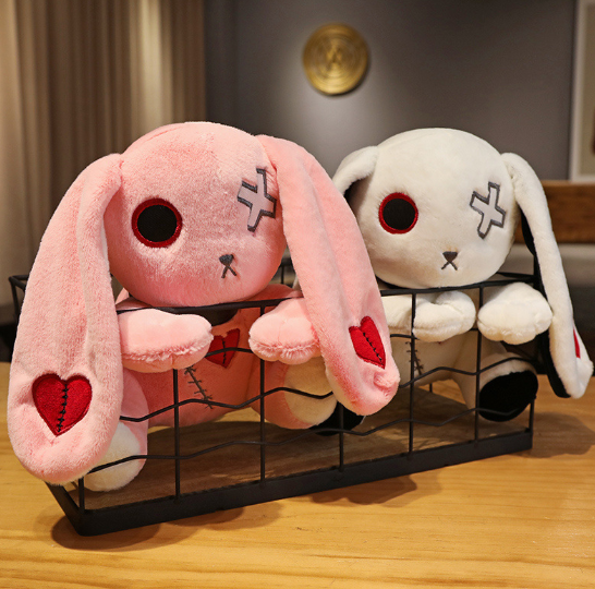 promotion dark plush rabbit doll toys funny stuffed Vampire Style rabbit toys plush rabbit doll toys sofa pillow Easter gifts