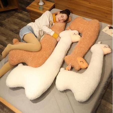 1.3M Soft Brown White Alpaca Plush Toy Stuffed Giant Alpaca Sheep Liama Animal Pillow Bed Toy Plush Giant Alpaca Cushion Toy