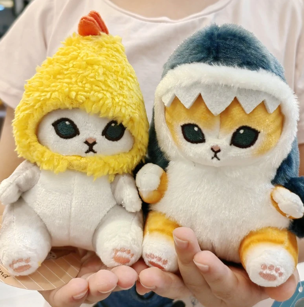 2024 hot sale plush cat shark doll toys cute stuffed keychain Pendant Christmas gifts for children plush cat toy shark pillow