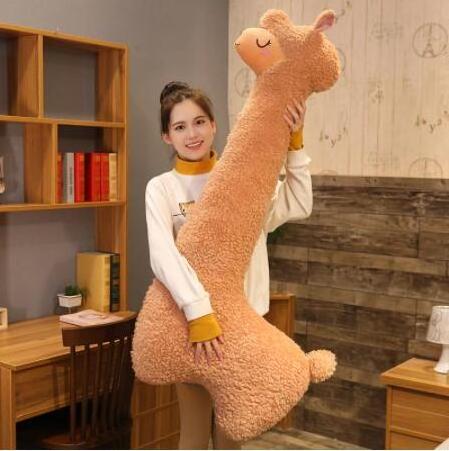 1.3M Soft Brown White Alpaca Plush Toy Stuffed Giant Alpaca Sheep Liama Animal Pillow Bed Toy Plush Giant Alpaca Cushion Toy