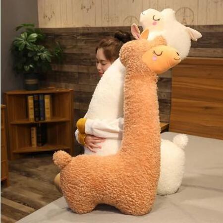 1.3M Soft Brown White Alpaca Plush Toy Stuffed Giant Alpaca Sheep Liama Animal Pillow Bed Toy Plush Giant Alpaca Cushion Toy