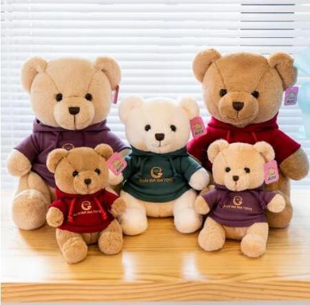 High Quality 3 Colors Teddy Bear With Hoodies Stuffed Bear Plush Toys Doll Custom Make Plush Teddy Bear Toy With T shirt