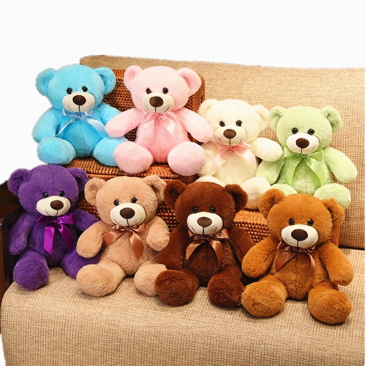 Custom small teddy bear plush toy green pink blue purple teddy bear plush toy stuffed animal soft toys teddy bear