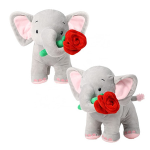 8 inch Plush Rose Elephant Animal Toy Graduation for Women Men Teacher Elephant Stuffed Animal Valentine Soft Elephant Gift