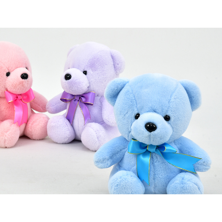 Promotional Gifts Wholesale Mini Teddy Bear With Ribbon Push Toys Colorful Custom Logo Stuffed Soft Plush Small Bear Keychain