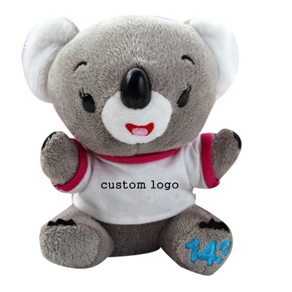 Wholesale custom stuffed mini koala keychain toy with white t-shirt backpack clip cute small promotional koala plush