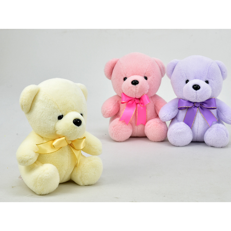 Promotional Gifts Wholesale Mini Teddy Bear With Ribbon Push Toys Colorful Custom Logo Stuffed Soft Plush Small Bear Keychain