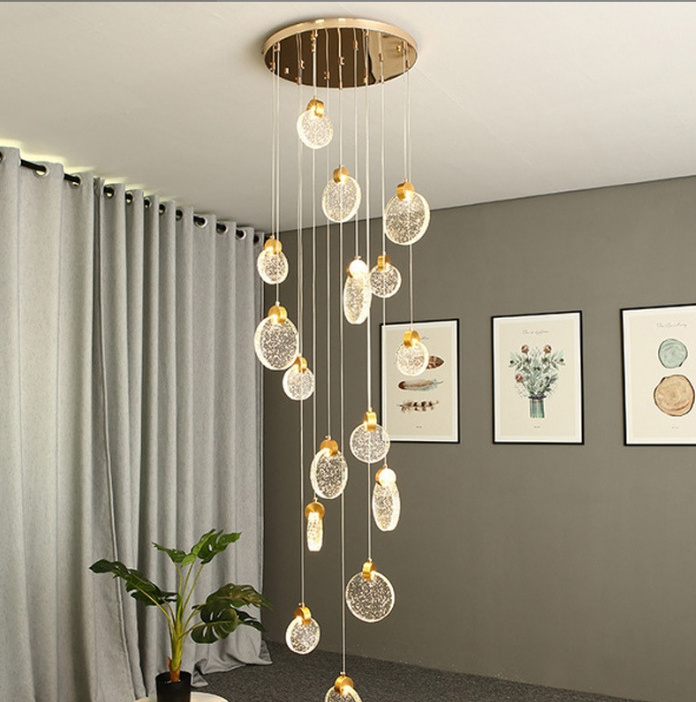 Nordic Creative Personality Fashion Light Luxury Post-Modern Bedroom Hotel Long Chain Chandelier