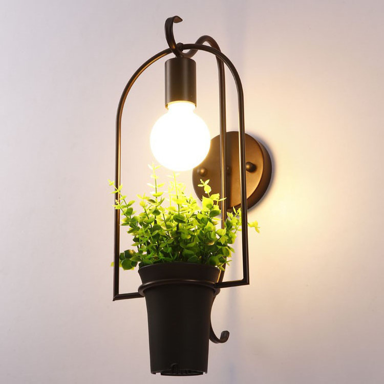 American Wall Mount Light Fixtures Rustic Wall Sconces Farmhouse Home Decor, LED Fairy Lights, Green decorative Plant