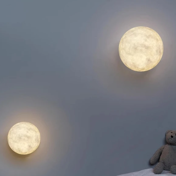 Indoor Lighting Design Bedroom Round led Moon Wall Lamp decor Home led Light