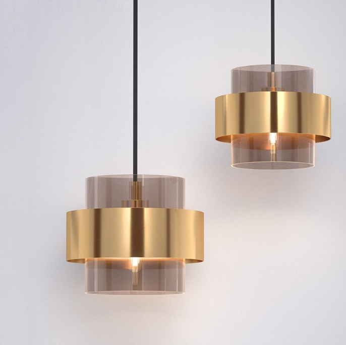 Living room light modern decorative brass glass ceiling pendant light