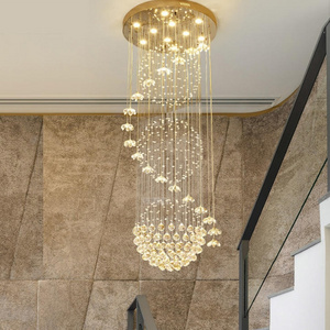 Modern Custom Gold Chandelier for Hotels Luxury 400*1000mm LED Ceiling Hanging Crystal Light for Staircases Indoor Use