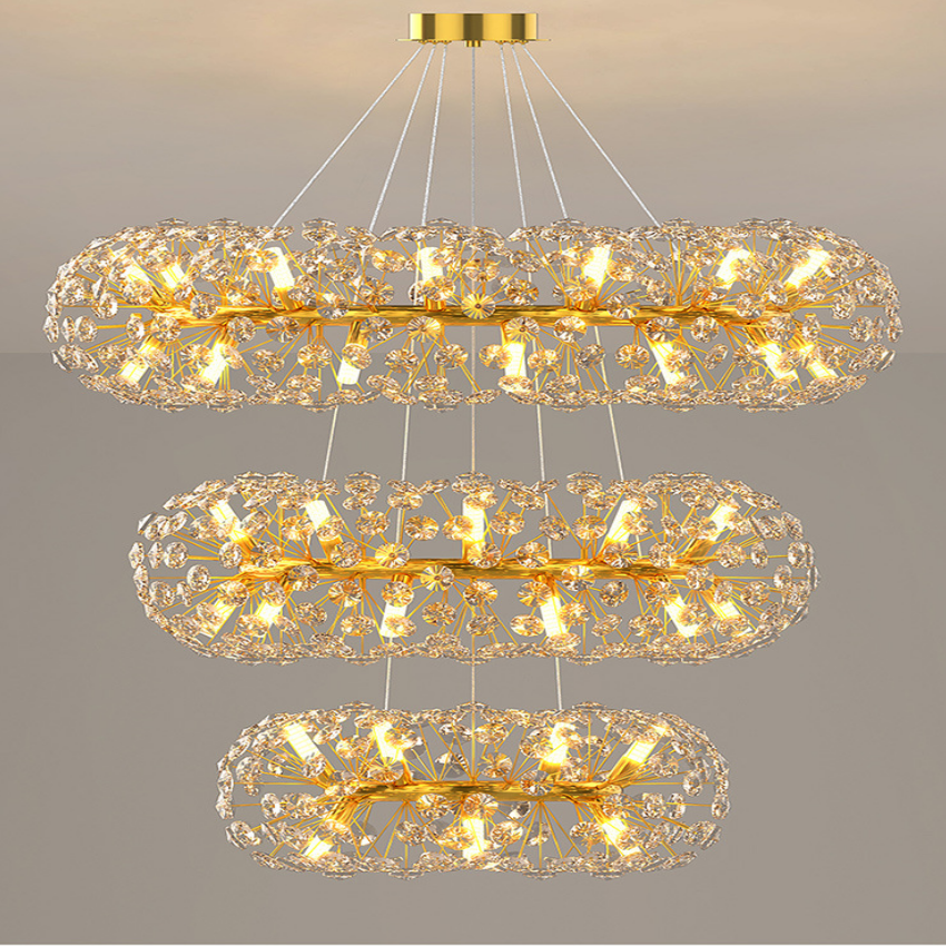 Nordic living room luxury stainless steel k9 crystal chandelier