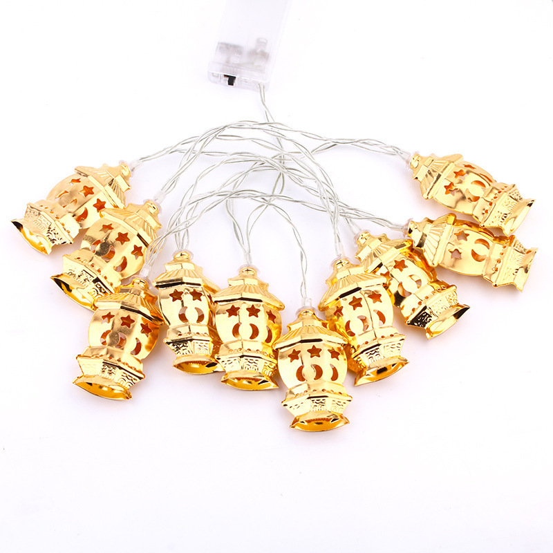 Decorations String Lights for Home, 80LED Palace Lantern string Hollow Battery Box Kerosene Lantern Lamp for Muslim