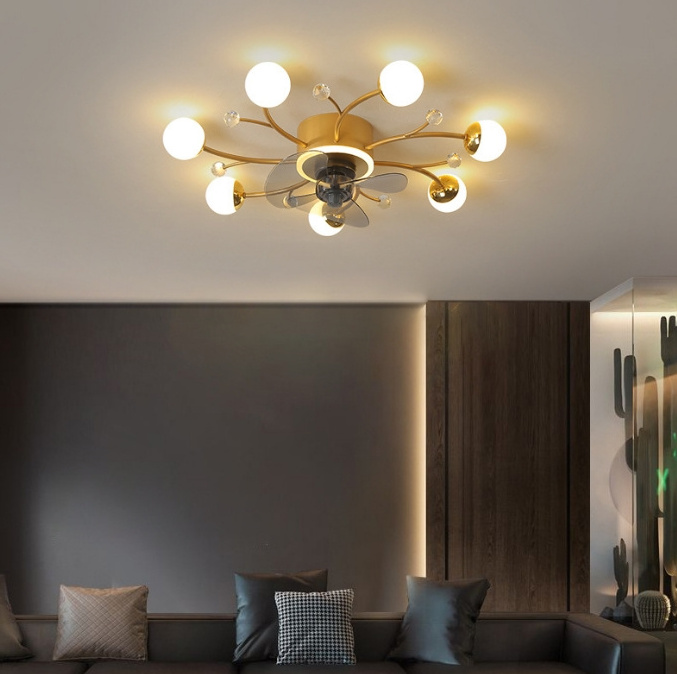 ceiling fan light  dining room bedroom light luxury  Nordic internet celebrity  ceiling mounted electric fan light  new model