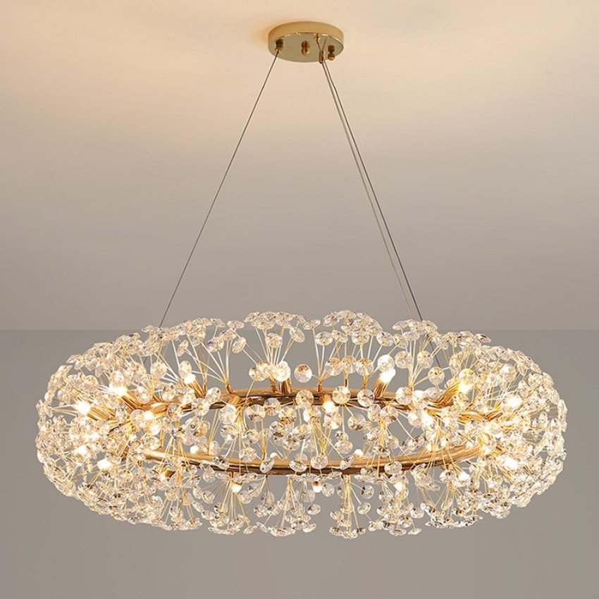 Nordic living room luxury stainless steel k9 crystal chandelier