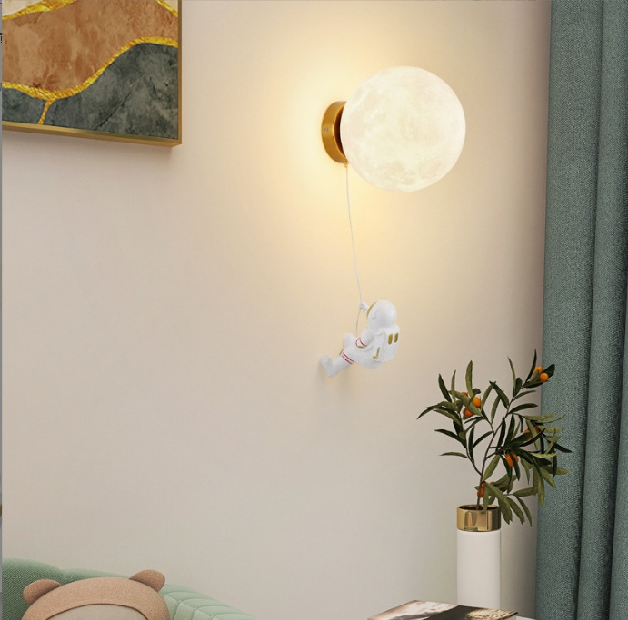 moon bedroom bedside wall light simple cartoon astronaut children's room lamps  led wall light